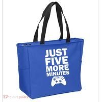 Just Five More Minutes Funny Video Game Tote Bag thumb 2