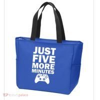 Just Five More Minutes Funny Video Game Tote Bag thumb 3