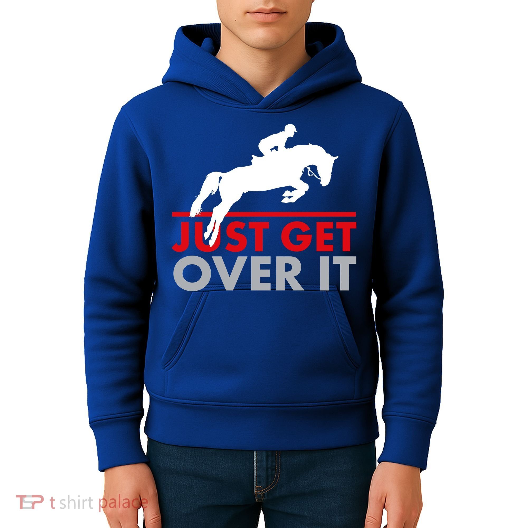 Just Get Over It Funny Horse Riding Kids Hoodie