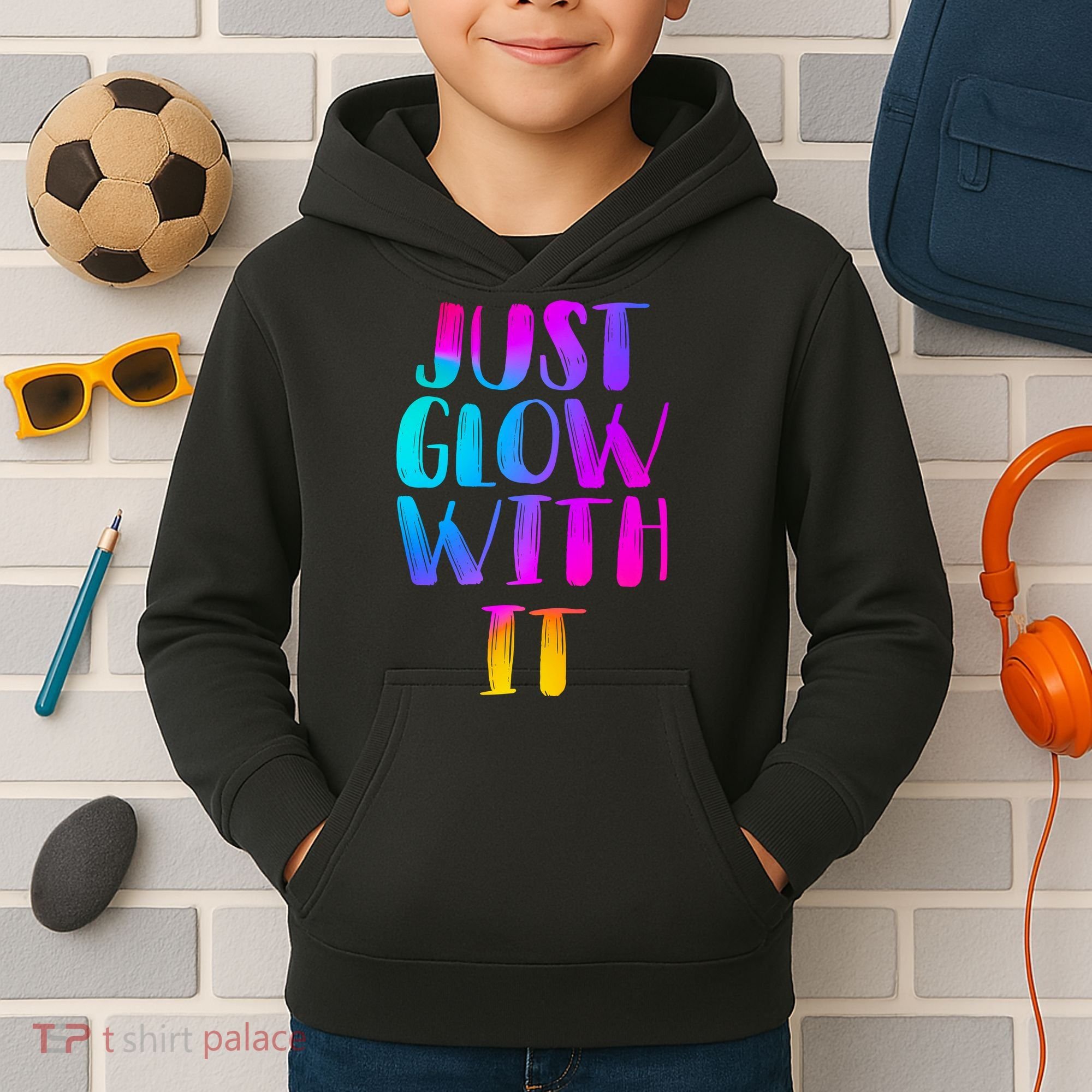 Just Glow With It Funny Retro Kids Hoodie