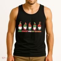 Just Hanging with My Gnomies Christmas Tank Top thumb 3