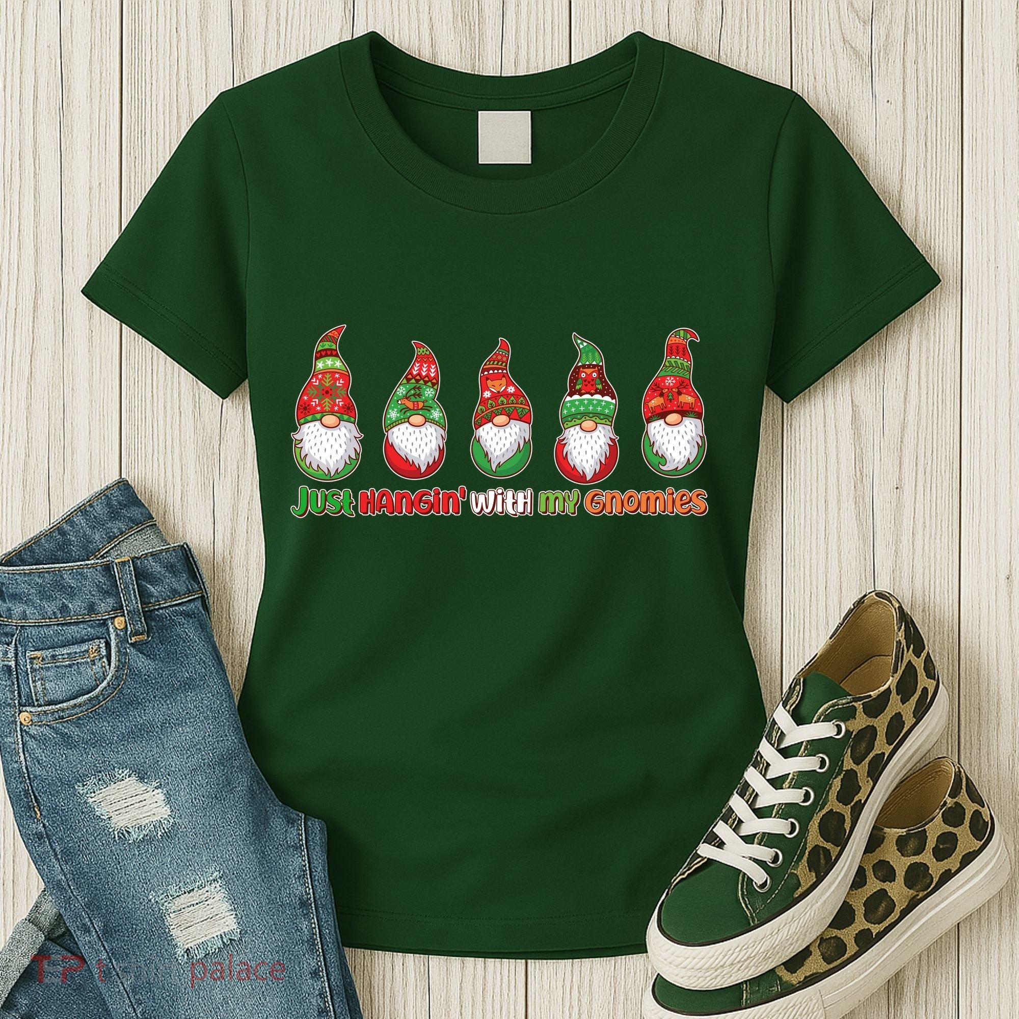 Just Hanging with My Gnomies Christmas Women's T-Shirt