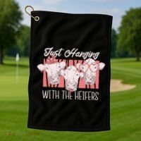 Just Hanging With The Heifers Golf Towel thumb 1