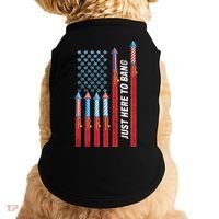 Just Here To Bang American Flag Fireworks Doggie Tank thumb 0