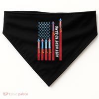 Just Here To Bang American Flag Fireworks USA-Made Doggie Bandana thumb 0