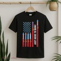Just Here To Bang American Flag Fireworks T-Shirt thumb 2