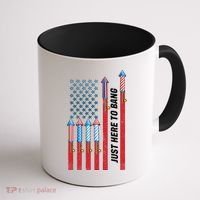 Just Here To Bang American Flag Fireworks Coffee Mug thumb 1