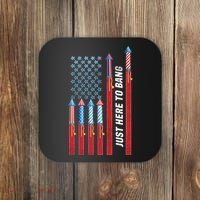 Just Here To Bang American Flag Fireworks Coaster thumb 0