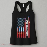 Just Here To Bang American Flag Fireworks Women's Tank Top thumb 3