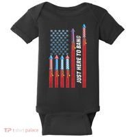 Just Here To Bang American Flag Fireworks Baby Bodysuit thumb 0