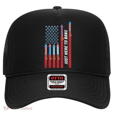 Just Here To Bang American Flag Fireworks Hat