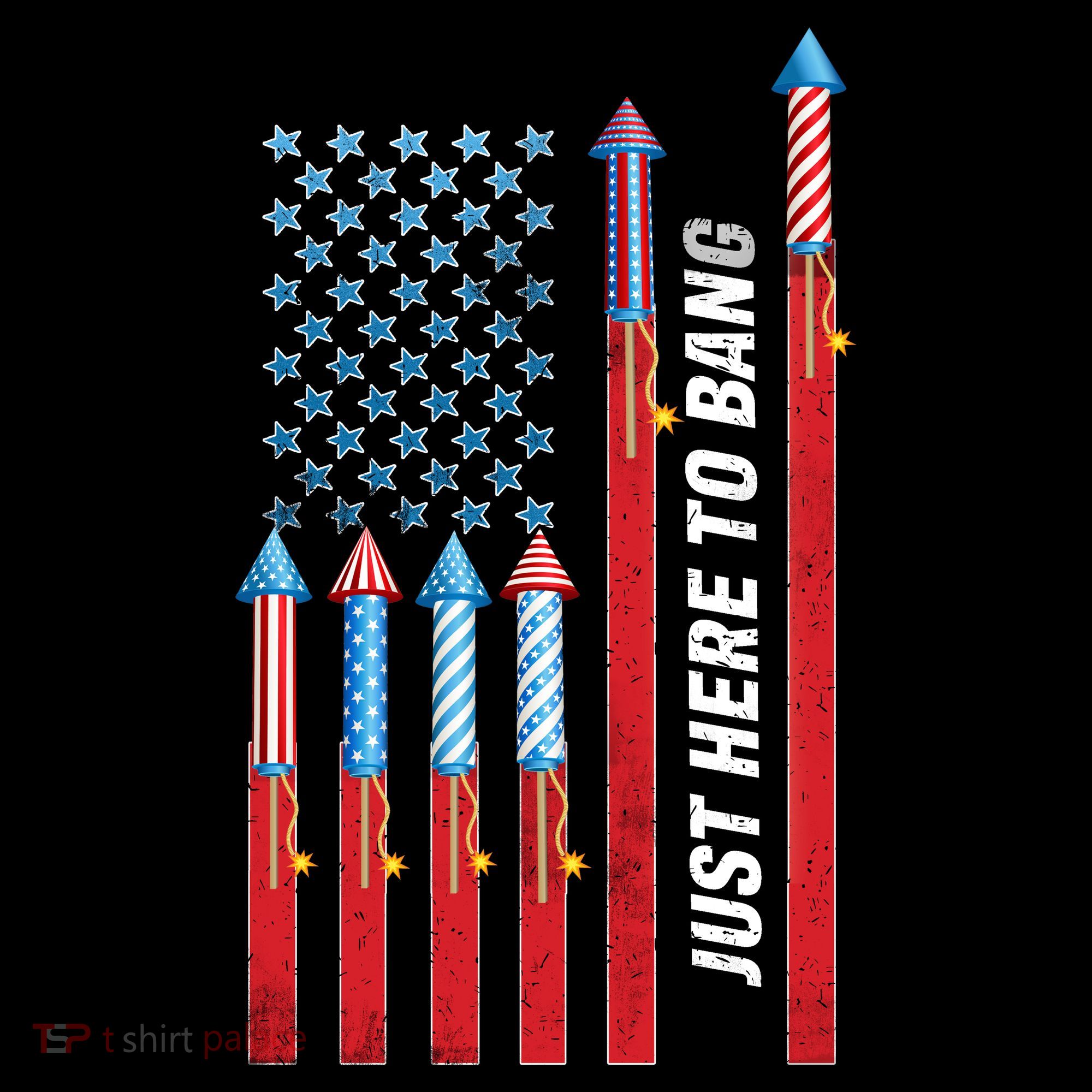 Just Here To Bang American Flag Fireworks Toddler Hoodie