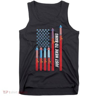 Just Here To Bang American Flag Fireworks Tank Top