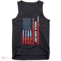 Just Here To Bang American Flag Fireworks Tank Top thumb 0