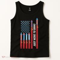 Just Here To Bang American Flag Fireworks Tank Top thumb 2
