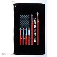 Just Here To Bang American Flag Fireworks Golf Towel thumb 0