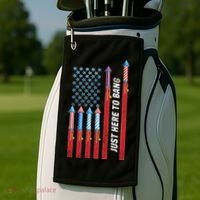 Just Here To Bang American Flag Fireworks Golf Towel thumb 2