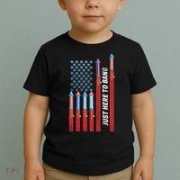 Just Here To Bang American Flag Fireworks Toddler T-Shirt thumb 2