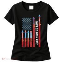 Just Here To Bang American Flag Fireworks Women's T-Shirt thumb 0