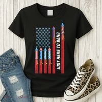 Just Here To Bang American Flag Fireworks Women's T-Shirt thumb 3