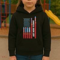 Just Here To Bang American Flag Fireworks Kids Hoodie thumb 3
