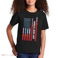 Just Here To Bang American Flag Fireworks Kids T-Shirt thumb 2