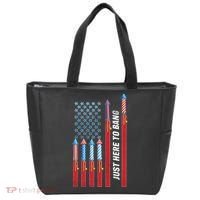 Just Here To Bang American Flag Fireworks Tote Bag thumb 0