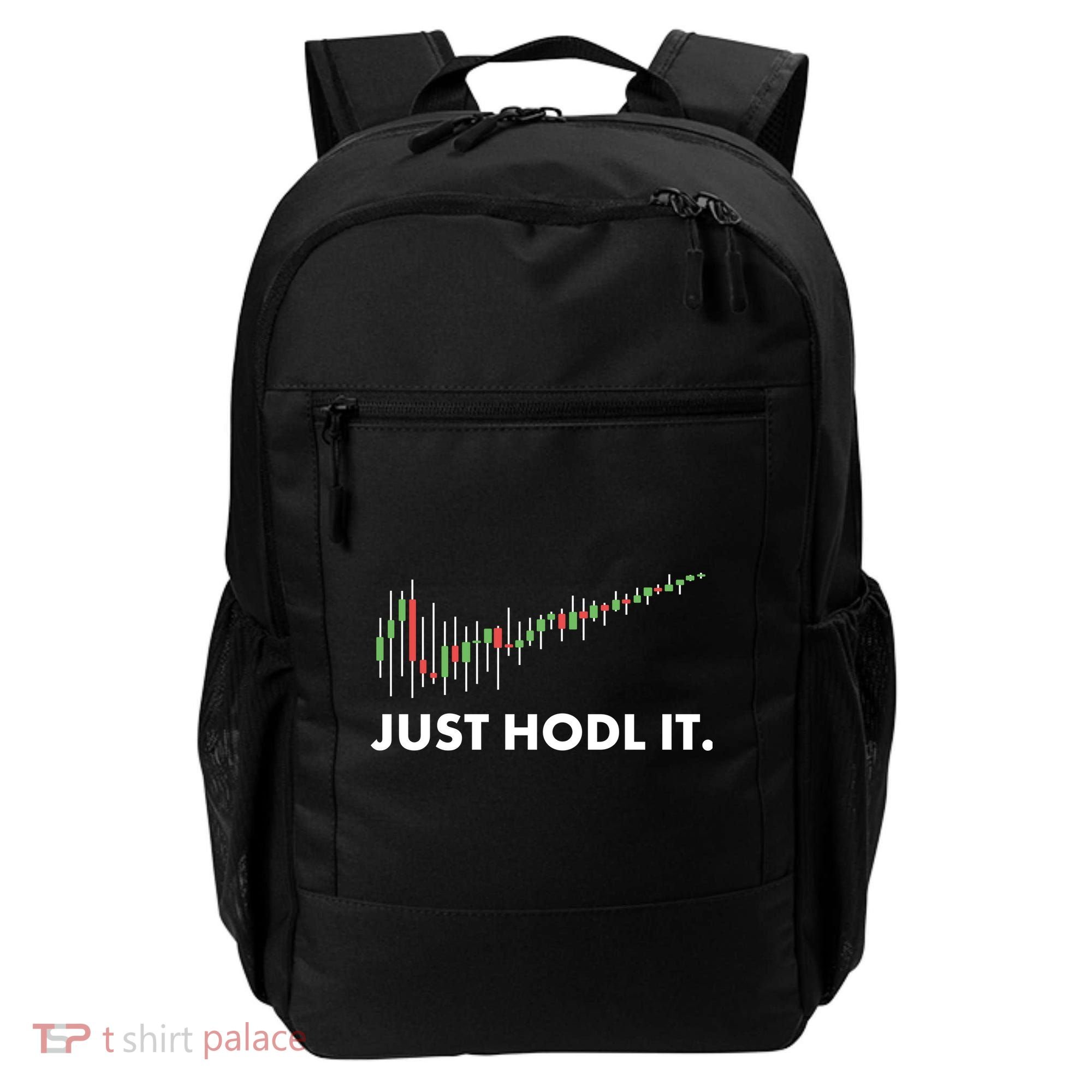 Just HODL It Moon Chart Crypto Currency Backpack
