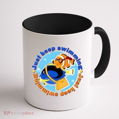 Just Keep Swimming Fish Coffee Mug back