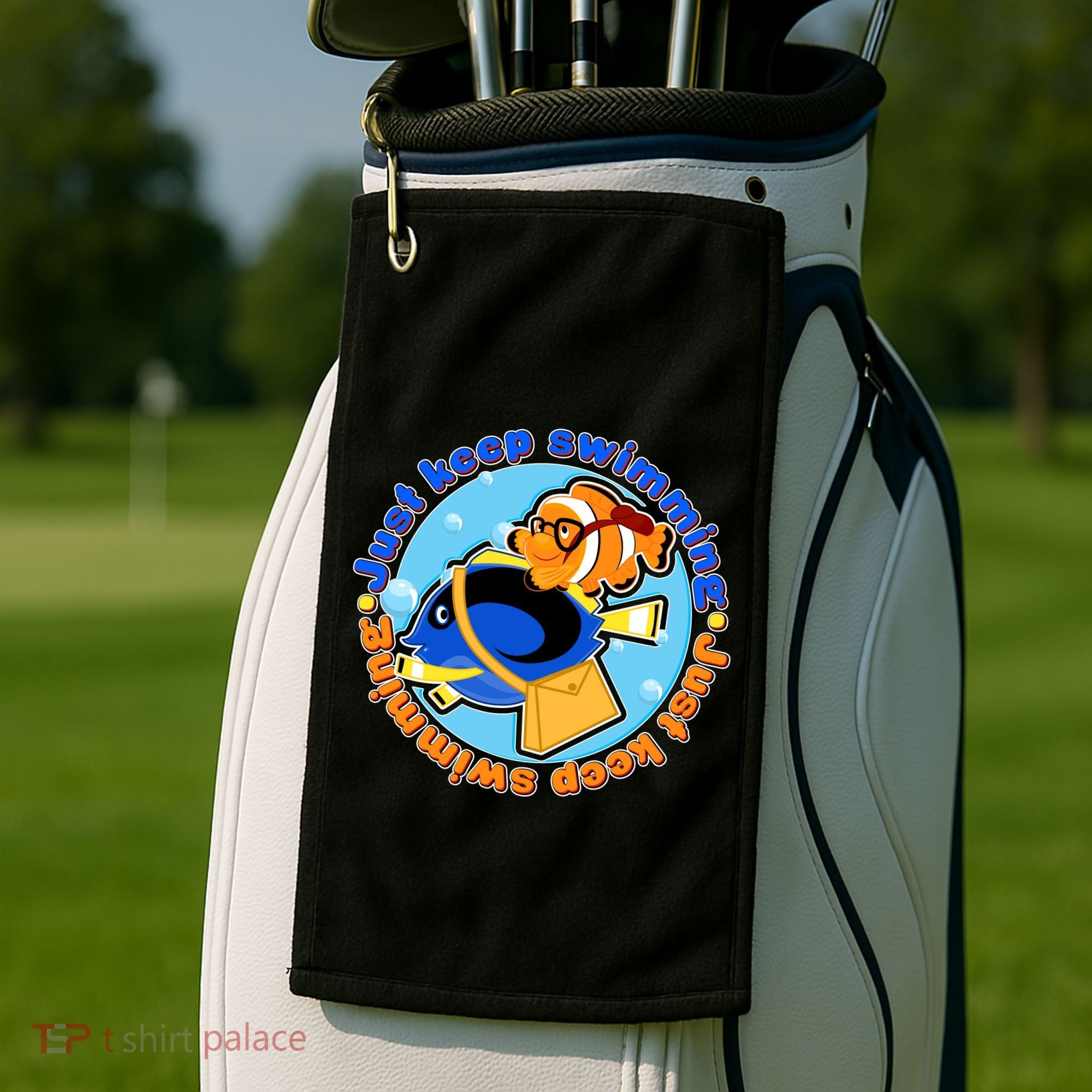 Just Keep Swimming Fish Golf Towel
