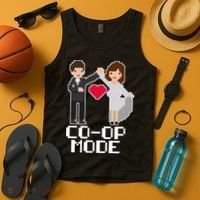 Just Married Co-op Mode Funny Marriage Tank Top thumb 4