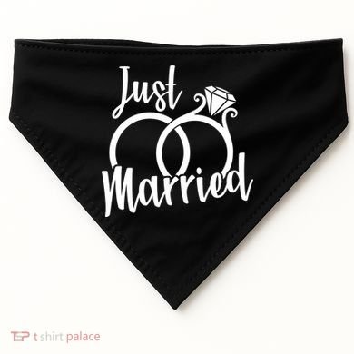 Just Married Ring Logo USA-Made Doggie Bandana