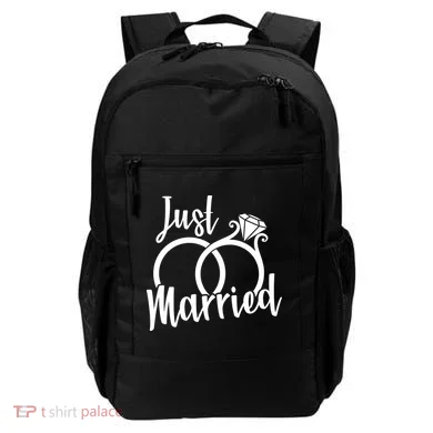 Just Married Ring Logo Backpack
