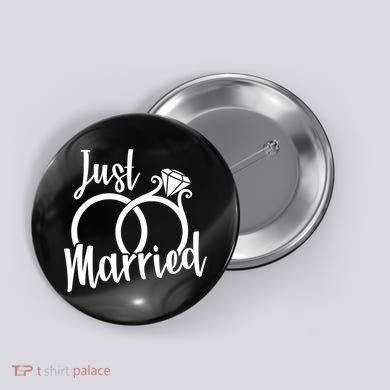 Just Married Ring Logo Button