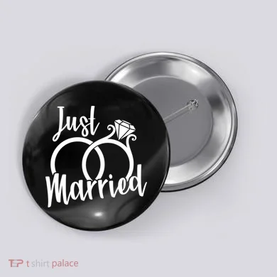 Just Married Ring Logo Button