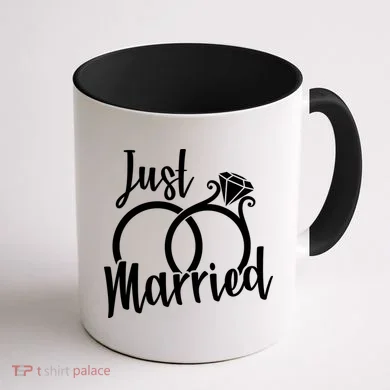Just Married Ring Logo Coffee Mug back