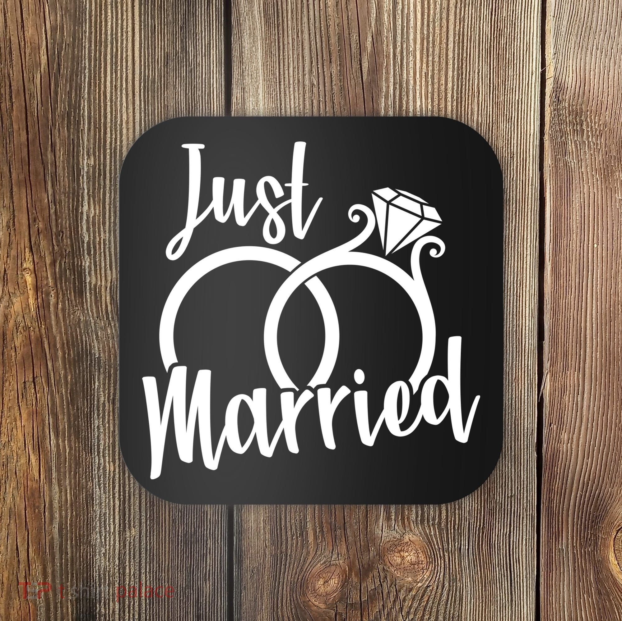 Just Married Ring Logo Coaster