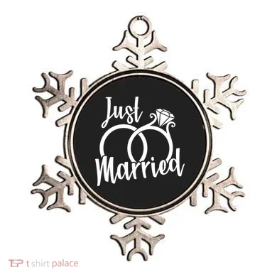 Just Married Ring Logo Ornament