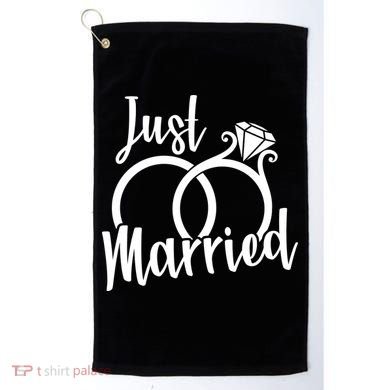 Just Married Ring Logo Golf Towel