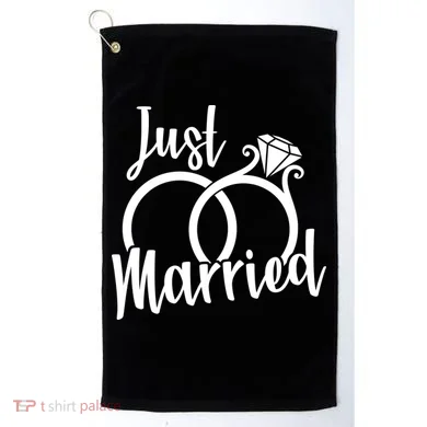 Just Married Ring Logo Golf Towel