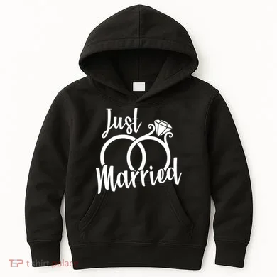 Just Married Ring Logo Kids Hoodie