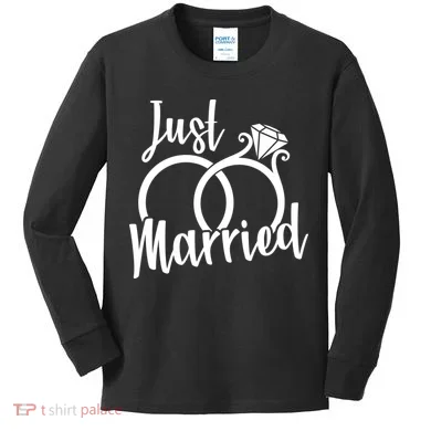 Just Married Ring Logo Kids Long Sleeve Shirt