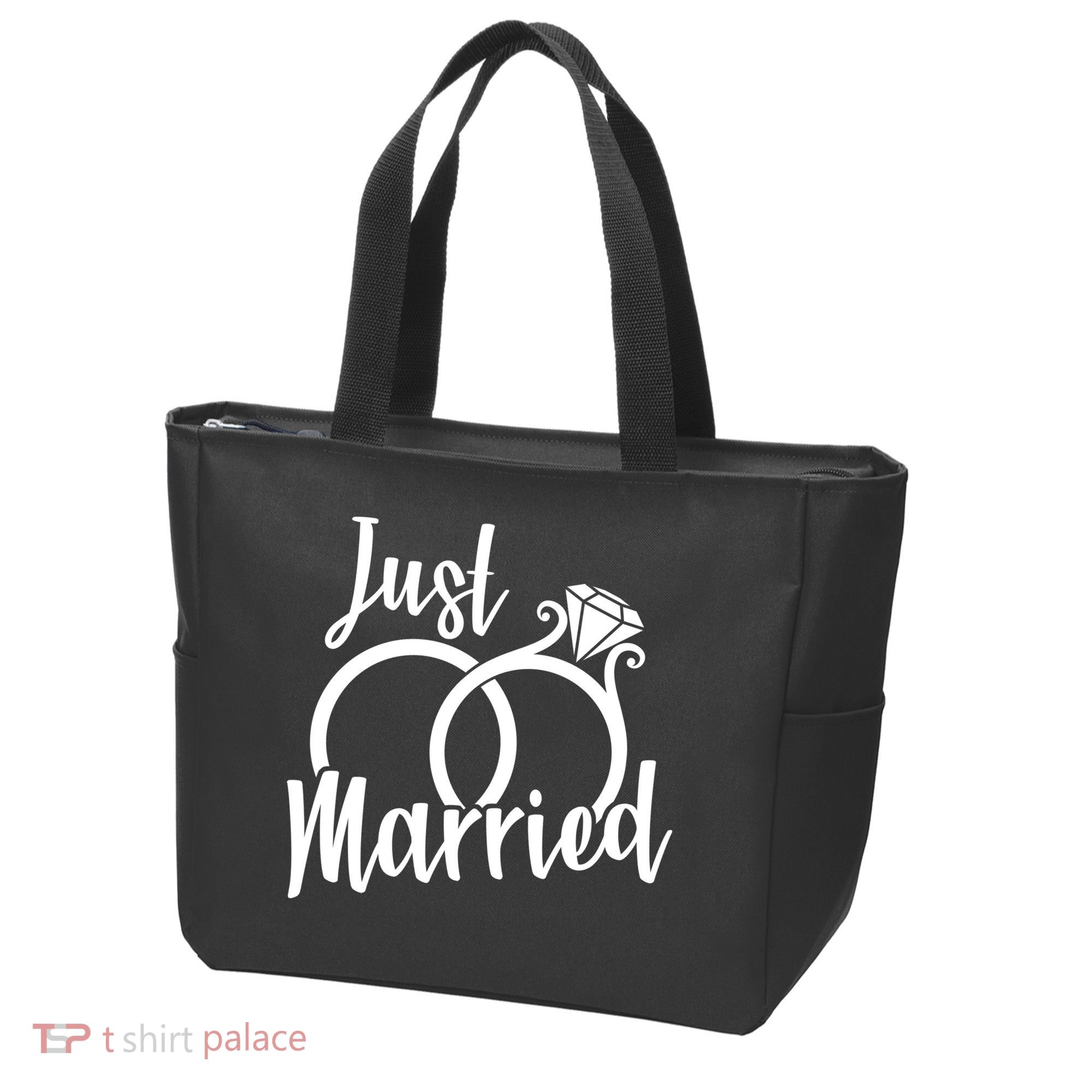 Just Married Ring Logo Tote Bag