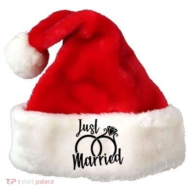 Just Married Ring Logo Santa Hat