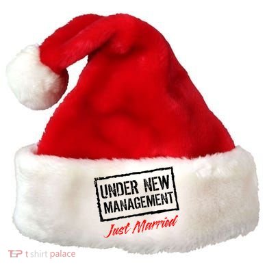 Just Married Under New Management Santa Hat