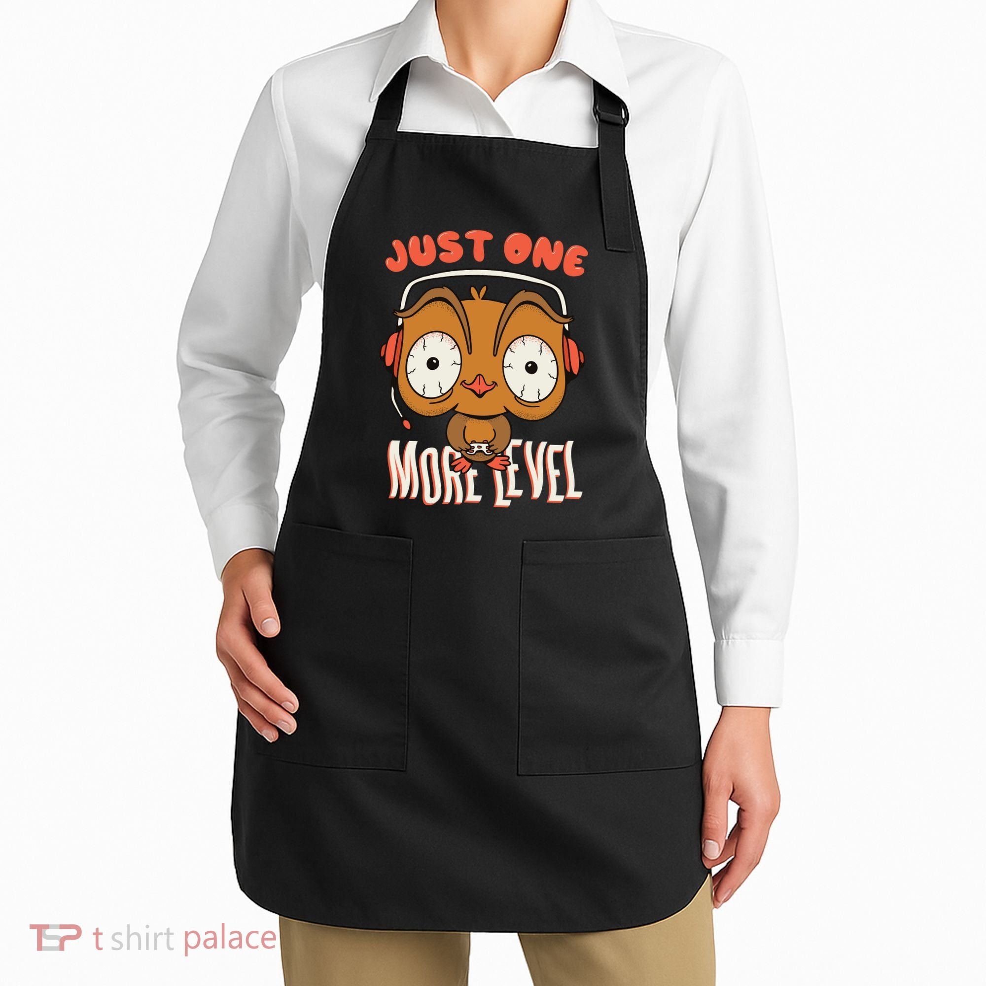 Just One More Level Owl Apron