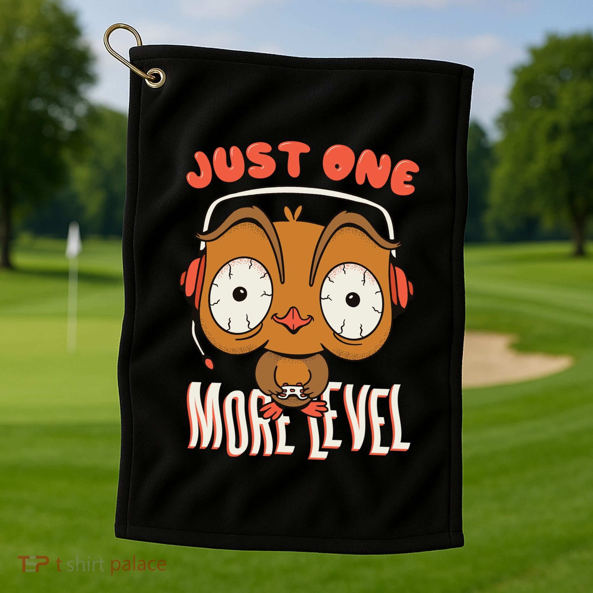 Just One More Level Owl Golf Towel