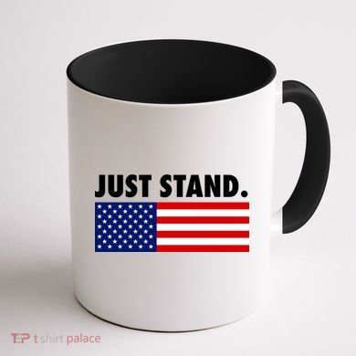 Just Stand Striped American Flag Coffee Mug back