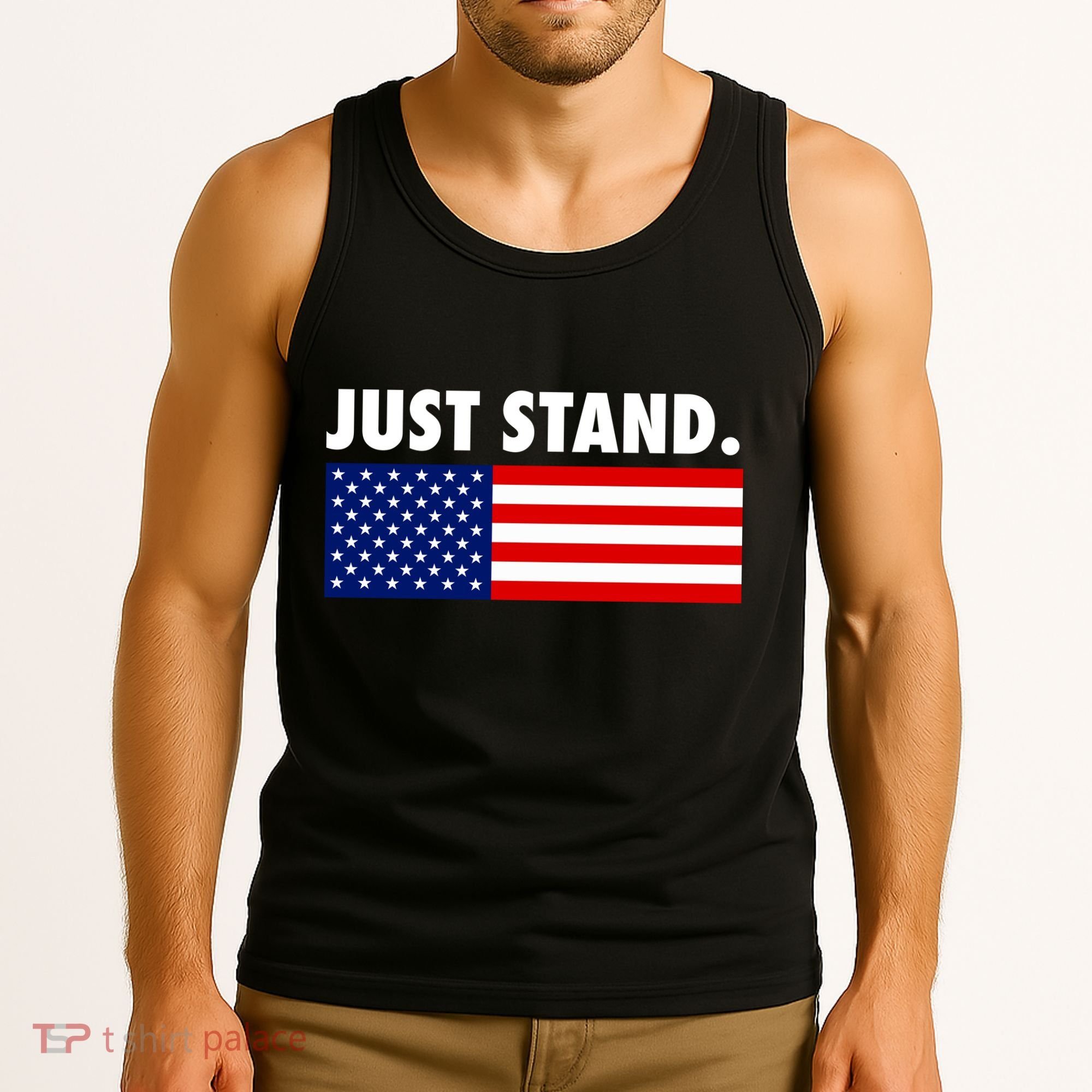 Just Stand Striped American Flag Tank Top
