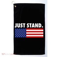 Just Stand Striped American Flag Golf Towel thumb 0